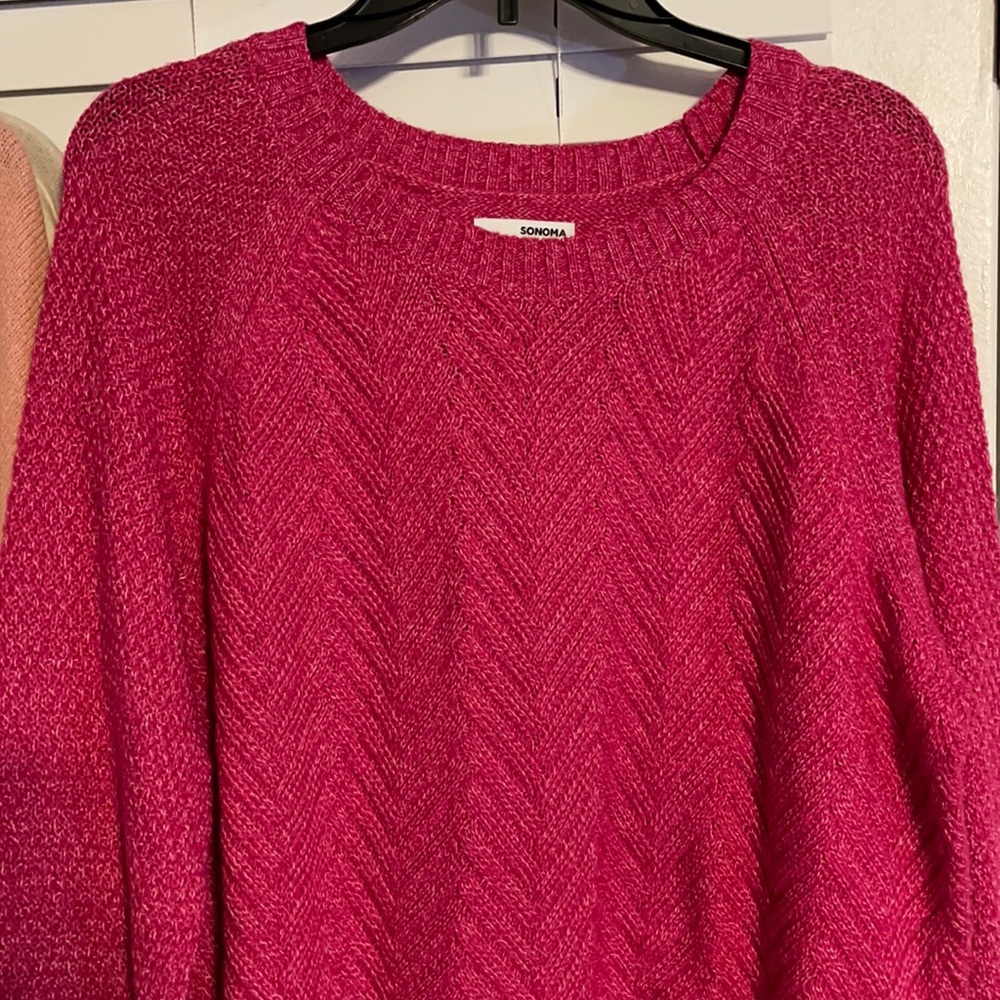 New Sonoma Sweater, Long Sleeve, Crew Neck, Fuschia Color, Misses Size XL